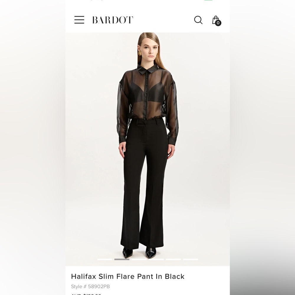 Bardot Black Halifax Slim Flare Pant NWT!!!!